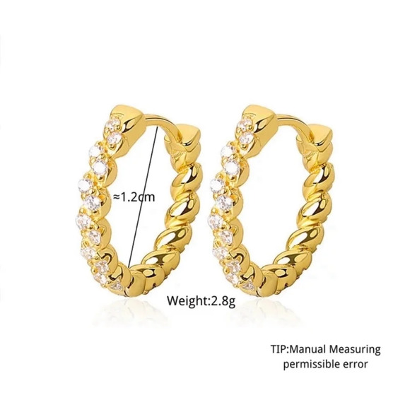 Gold Sparkling Hoop Earrings | Yellow Gold S925 - Picture 15 of 16